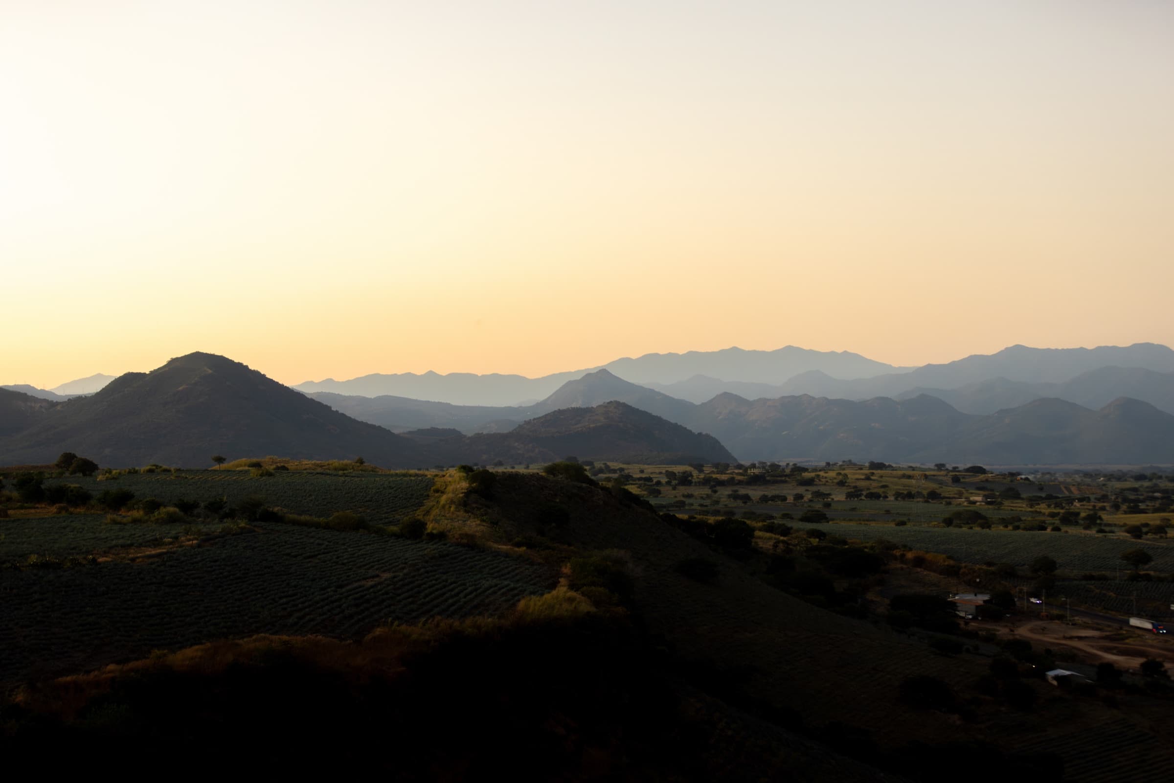 Sunset over the hills around Ixtlahuacán del Río